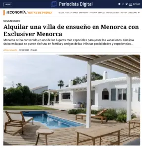Exclusiver Menorca en el Periodista Digital